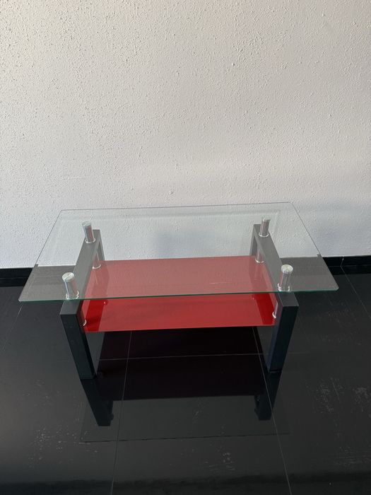 Nowoczesna ława szklana stolik kawowy szkło hartowane metal 110x60