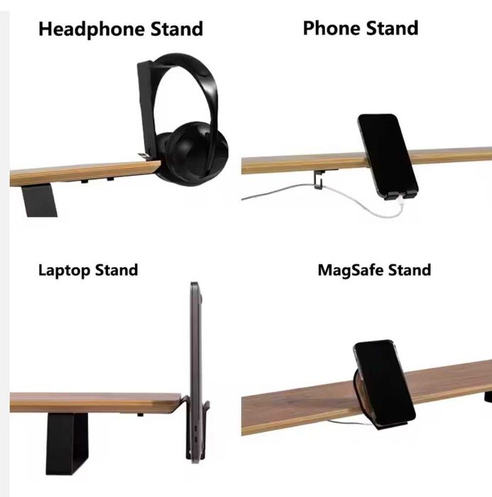 Premium Monitor Stand Prateleira Mesa De Madeira Ajustável Extensível