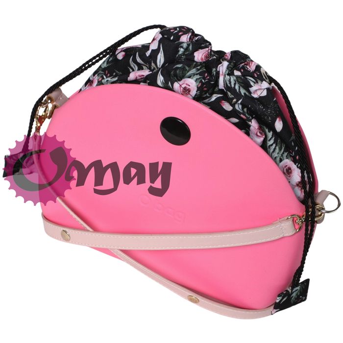CZARNY organizer OBAG MOON LIGHT worek róże pudrowe 2 kieszenie OMAY