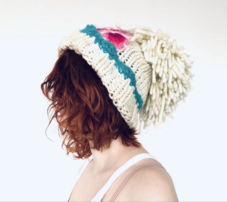 Zimowa czapka boho folk 100% wełna