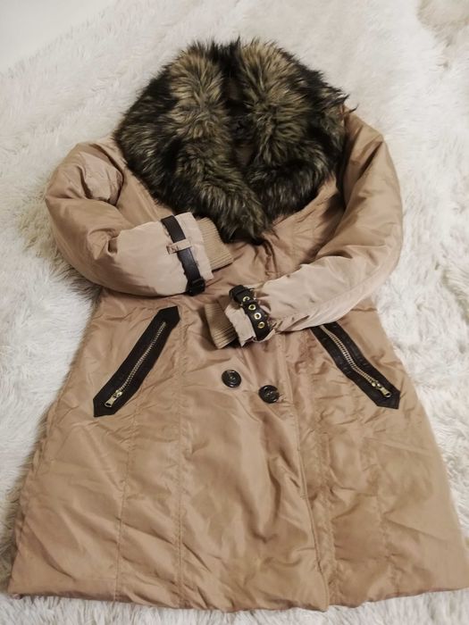 kurtka puchowa Stradivarius s 36 beżowa płaszcz puchowy s 36 parka 36