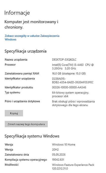 Komputer stacjonarny z monitorem 23 cale
