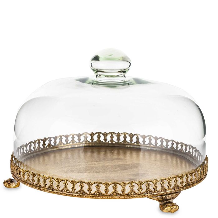 Таця ручної роботи Antyk з скляною кришкою 18x25x25