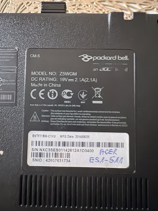 Laptop Packard Bell EasyNote Z5WGM 15,6” | Intel | Sprawny