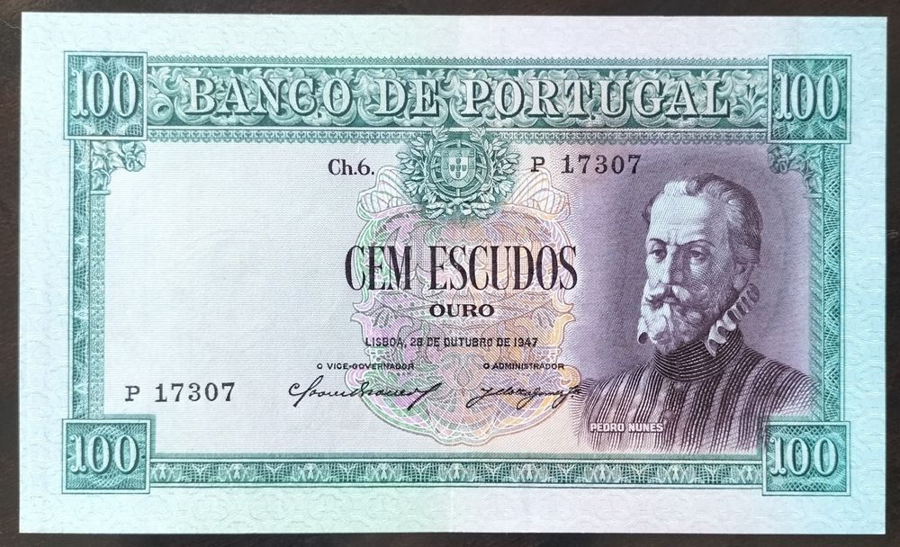 Nota 100$ 1947 Pedro Nunes Estado Quase Nova