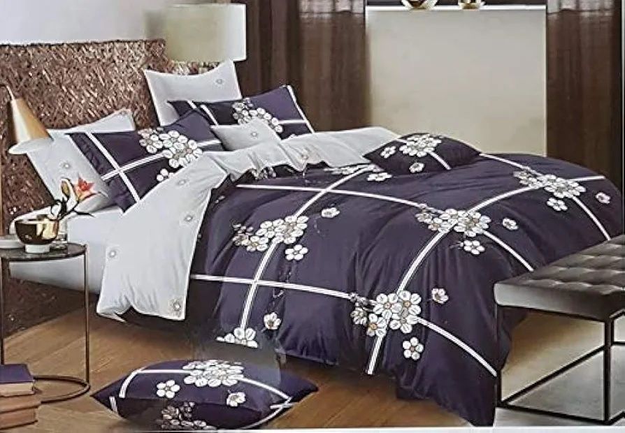 Granatowy komplet pościeli 200x220 cm 100%satyna bawełniana