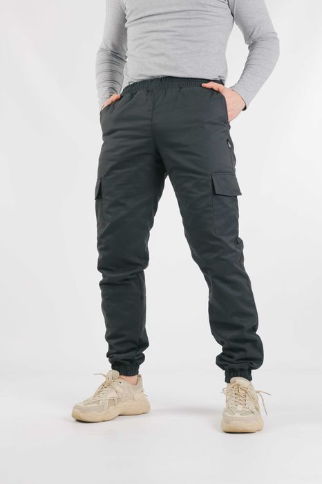 Штани чоловічі зимові утеплені з флісом темно-сірі