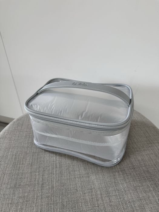 Kosmetyczka transparentna średnia Hebe szara nowa z metkami 21x15x9 cm