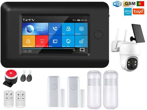 Alarme Tuya sem Fios GSM/WiFi + Câmara Segurança Solar 4G PT (NOVO)