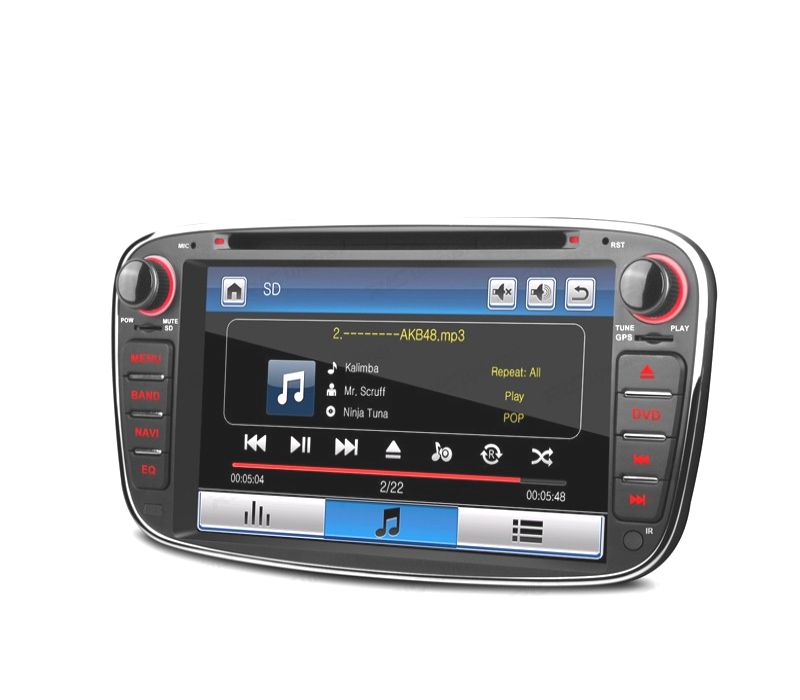 AUTO RADIO 2DIN 7" PARA FORD REDONDO COR PRETO USB GPS TACTIL HD