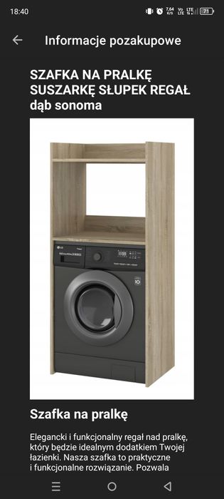 Szafka nas pralkę