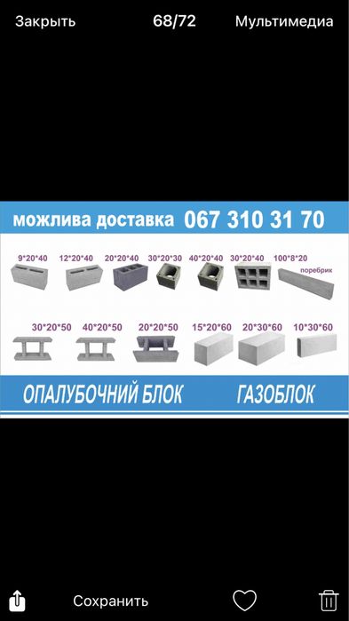 Будівельний блок ГАЗОБЛОК ПІНОБЛОКИ. БЛОКИ. проливні фундаментні