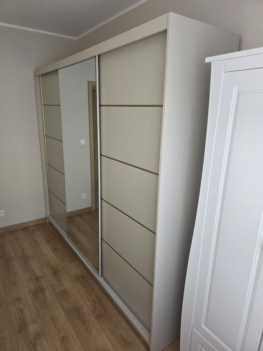 Szafa przesuwna z lustrem GOLD 250cm  kaszmirowa złote detale LED