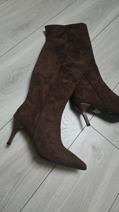 Kozaki szpilka 36 czekoladowe brąz nowe