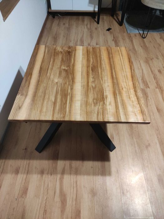 Stolik kawowy loft orzech 100*100 cm +plaster drewna