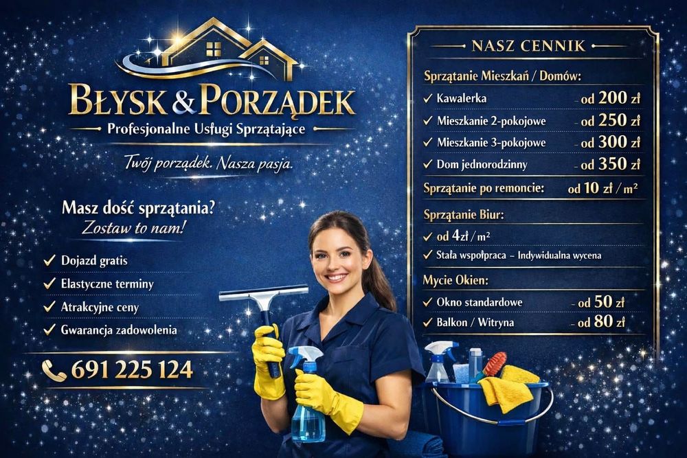 Usługi sprzątania mieszkań, domów biur oraz gabinetow lekarskich