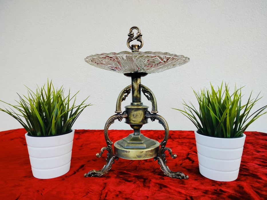 Stylowa mosiężna patera owocarka