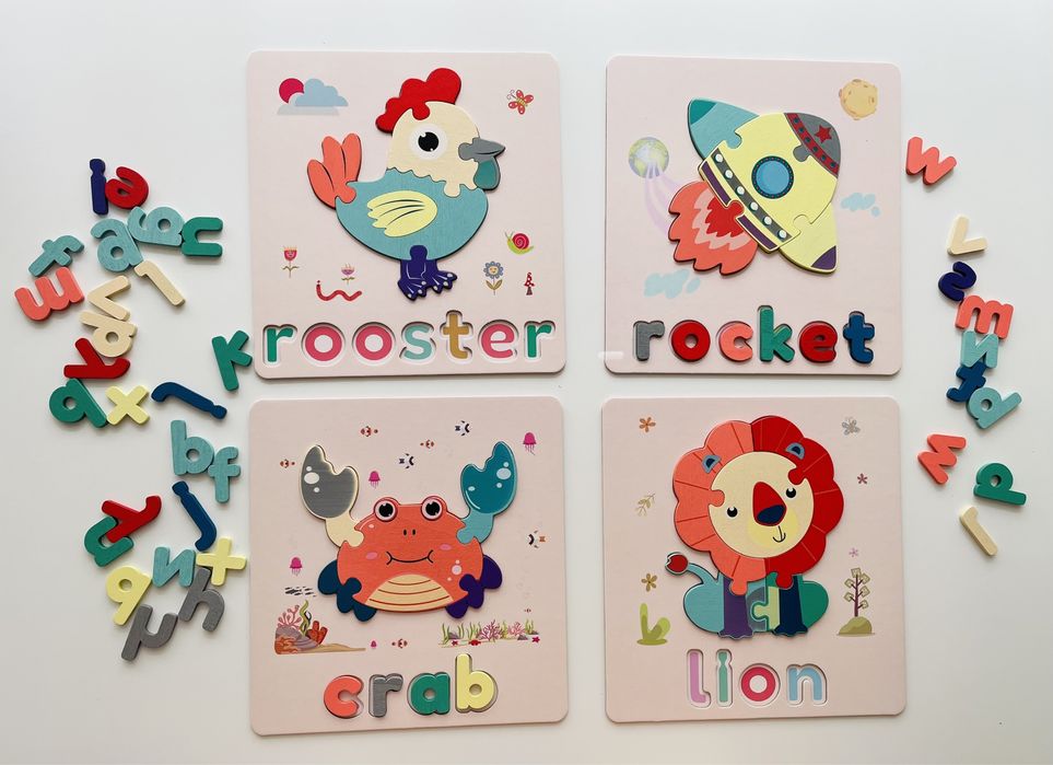 Деревянная головоломка-пазл игра с буквами английский алфавит