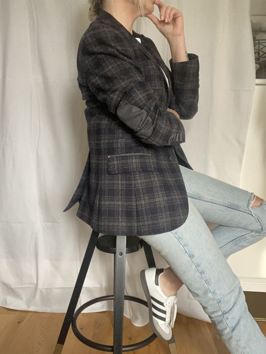 Żakiet w kratę wełna