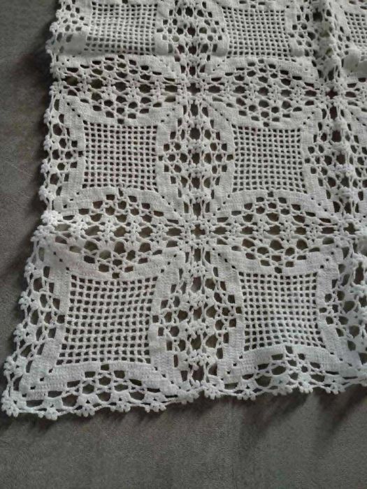 Caminho de Mesa em Crochet Manual Novo – Branco - 130x55 cm Artesanato