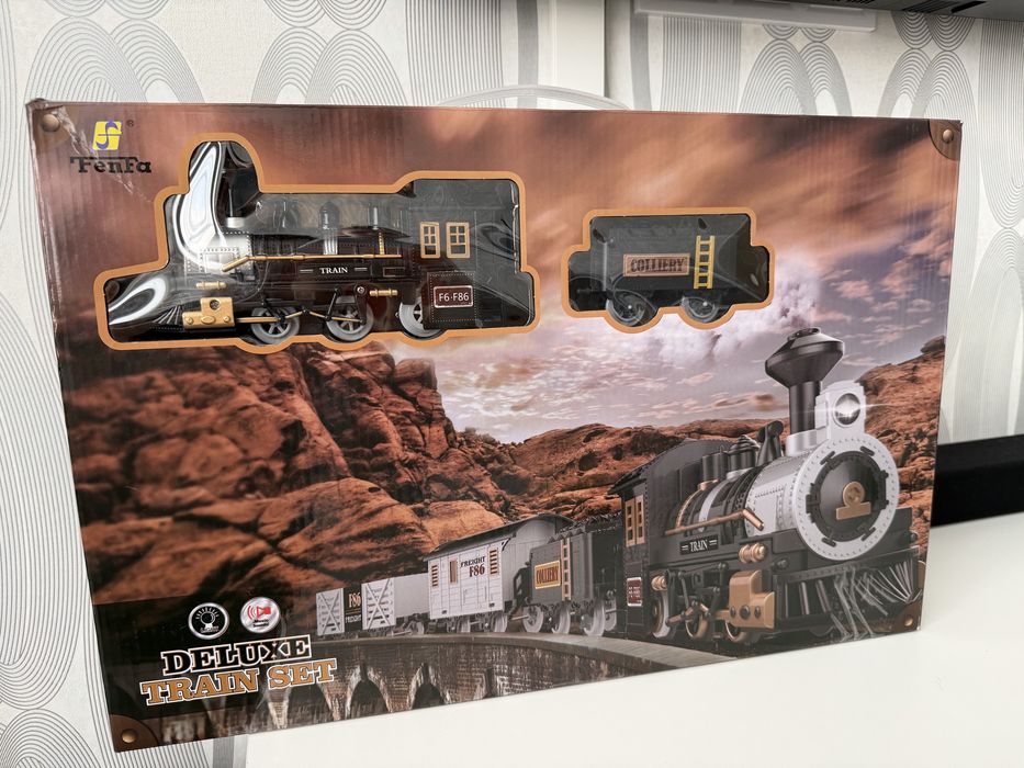 Паровоз поїзд з вагонами залізна дорога велика 125х105см звук світло