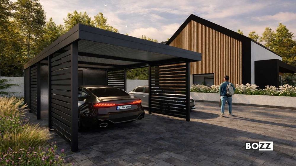 Wiata garażowa z pomieszczeniem gospodarczym