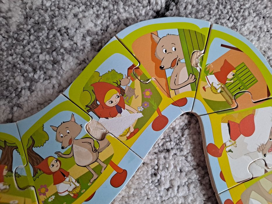 Drewniane puzzle Czerwony Kapturek i Król żab