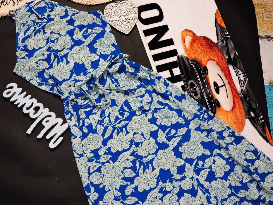 Only długa zwiewna sukienka pasek kwiaty S