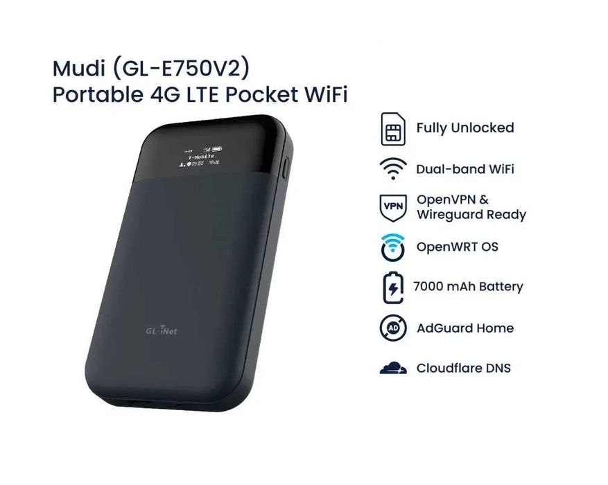 4G WiFi роутер GL-iNet MUDI V2 GL-E750V2  - шифрування та захист даних