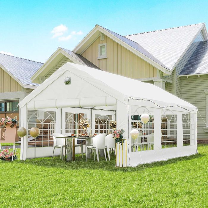 Gazebo para eventos 598x394x302 cm branco UPF30+