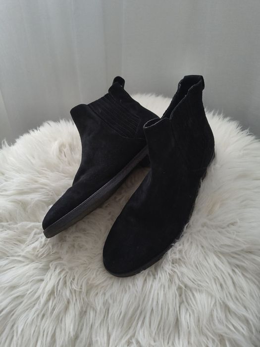 Ботинки чоловічі челсі 43 замшеві чорні zara осінні нові нубукові