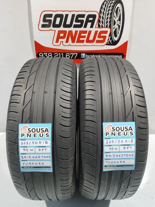 2 pneus semi novos 225-50R18 Bridgestone RFT - Oferta dos portes