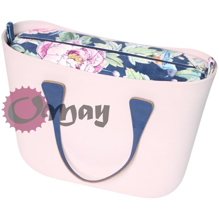 organizer OBAG STANDARD velvet welur kwiaty niebieski 2 kieszenie OMAY