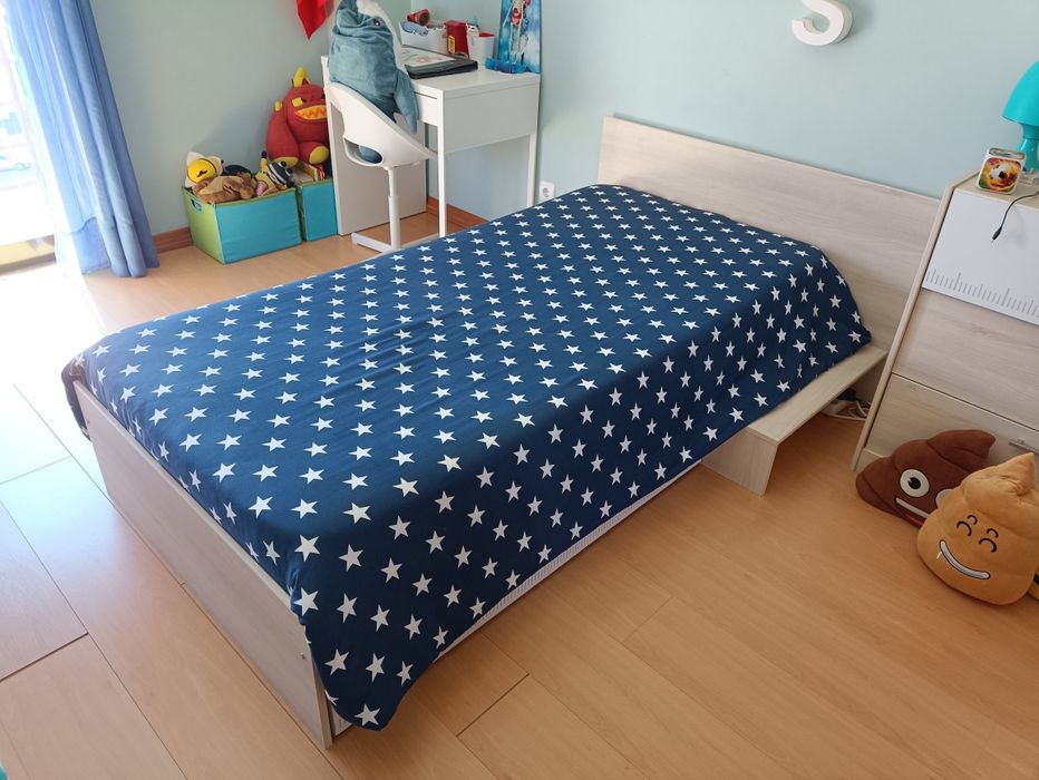 Conjunto Quarto Juvenil (Cama c/ Gavetão+ Colchão + Cómoda + Secretária + Cadeira)