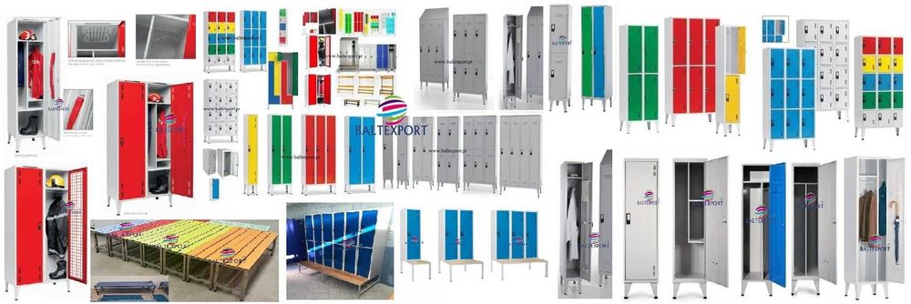 Vestiario Bombeiros Cacifos Individual Duplo Aço Cinza Portas Vermelho