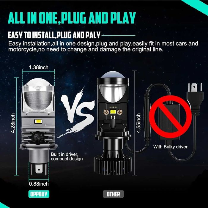 F40B LED H4 Bi линзы автолампы лед светодиодные ближний дальний 12V