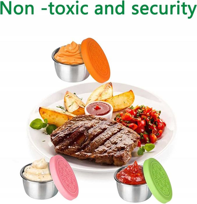 4 sztuki pojemników na dressing ze stali nierdzewnej, pojemność 50 ml