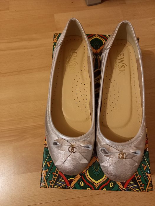 Balerinki różowe złoto.