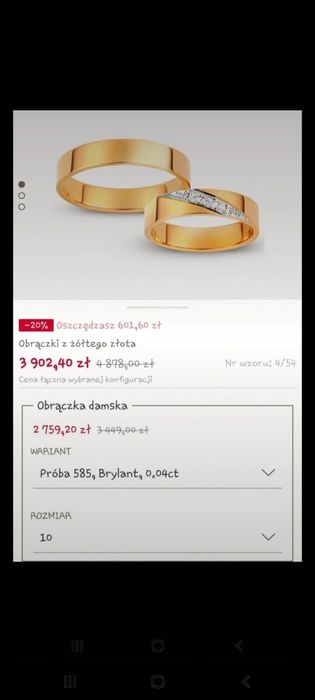 Obrączka z diamentami apart