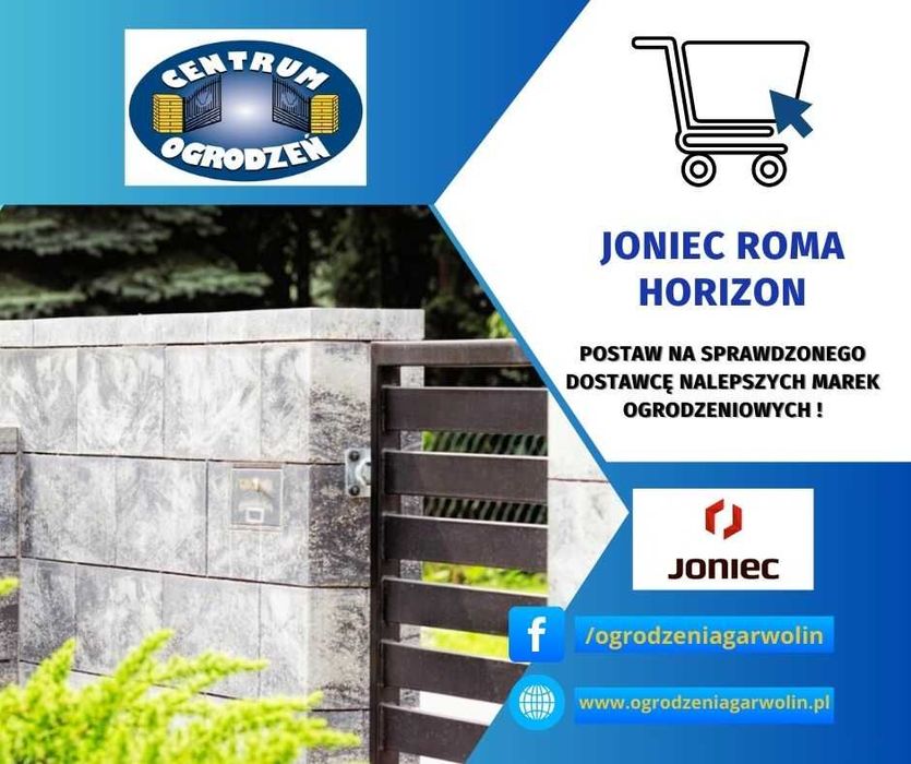 Joniec ROMA Horizon, bloczek, daszek, ogrodzenie modułowe, transport