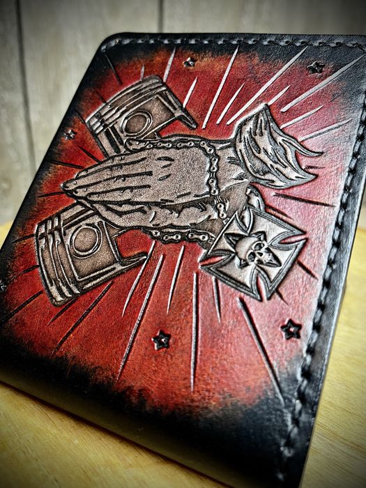 Portfel skórzany handmade harley rock motocyklowy