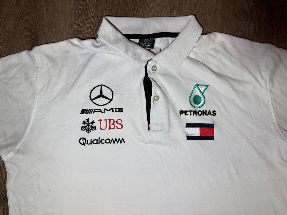Чоловіче біле поло Mercedes-AMG Petronas Formula One Team Vintage