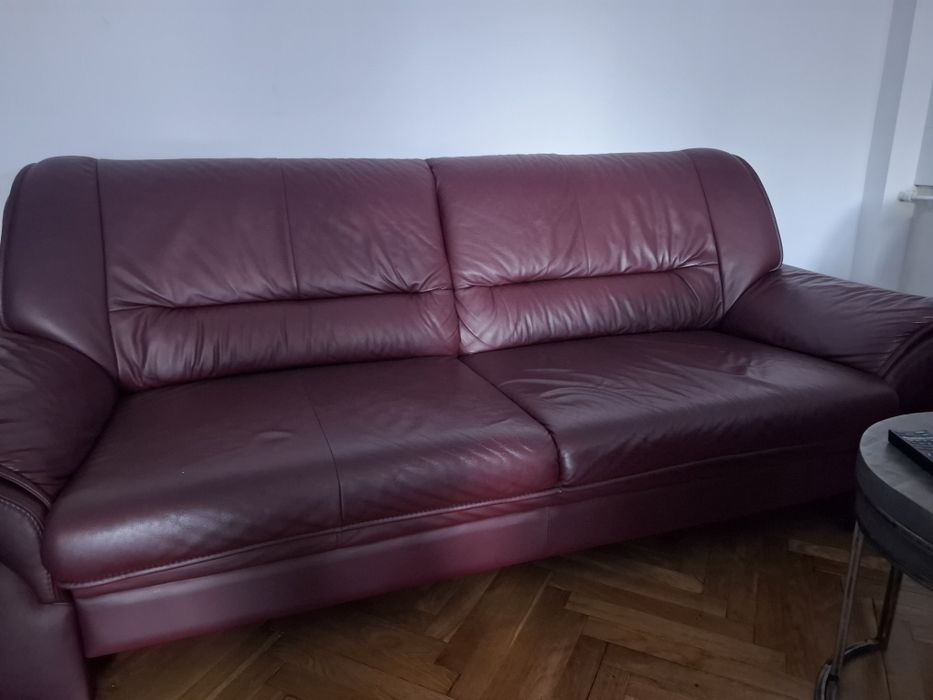 Sofa skórzana bordowa