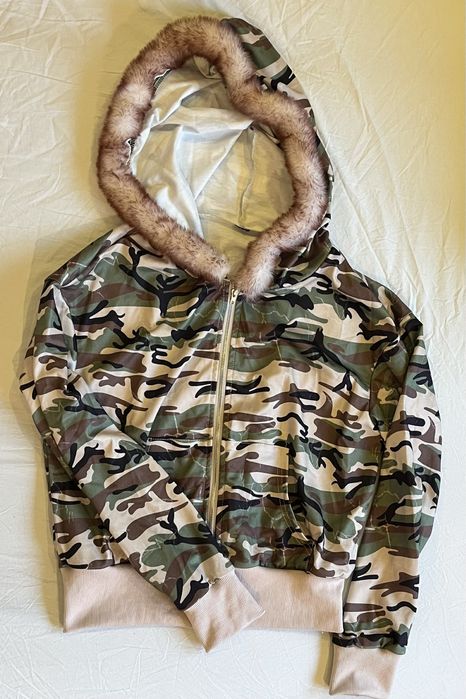 bluza z kapturem z futerkiem