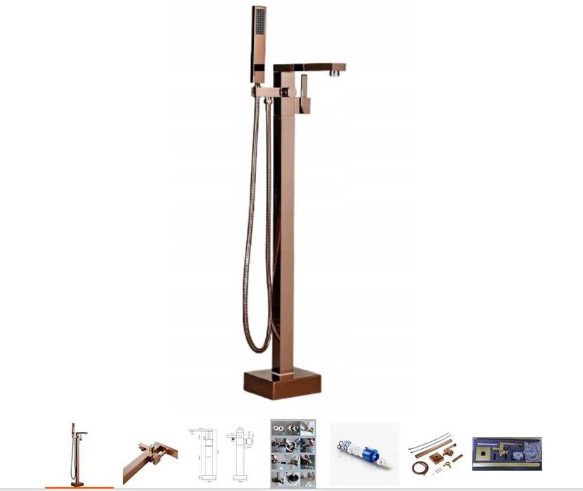 Bateria wannowa wolnostojąca QVADRO MIEDZIANA POŁYSK - PREMIUM