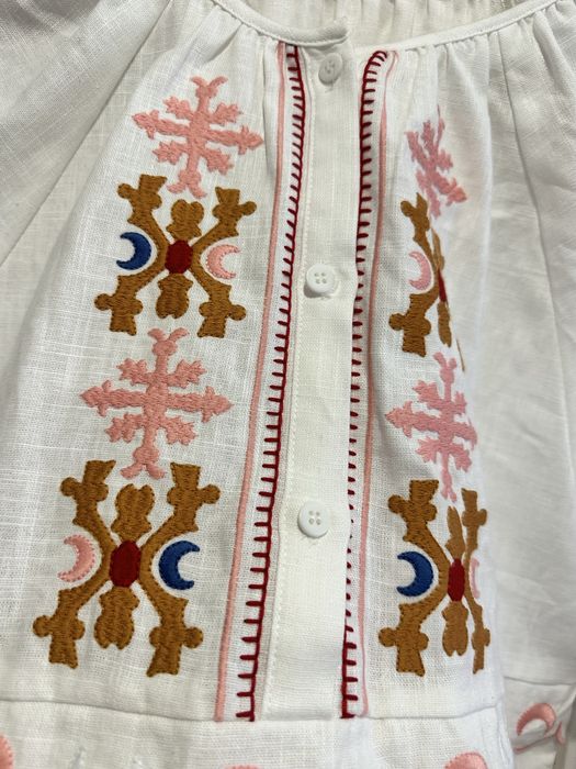 Белая вышиванка лляная льён