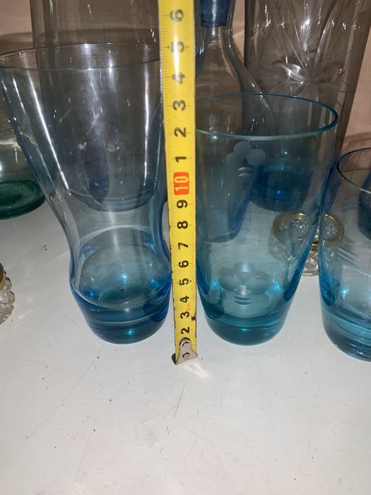 Кувшин бокалы стаканы  ваза цветное  купоросное стекло