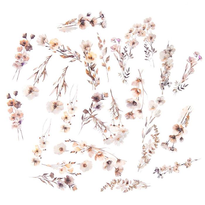 Naklejki ozdobne "kwiaty" 1opak./30szt. BEIGE MIST