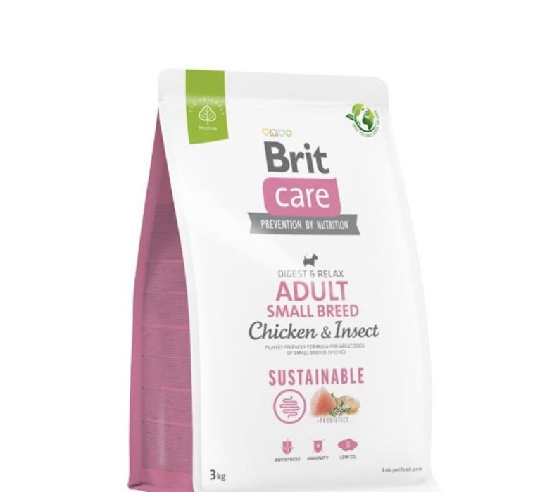 Brit Care Dog Sustainable Adult Small Breed 3 кг  курка та комахи