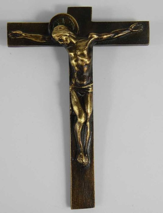 UNIKAT KRZYŻ krzyżyk krucyfiks 10,6 cm JEZUS bronze